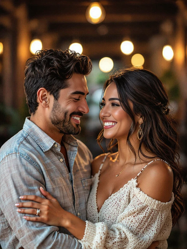 Happy Latino couple enjoying authentic connection